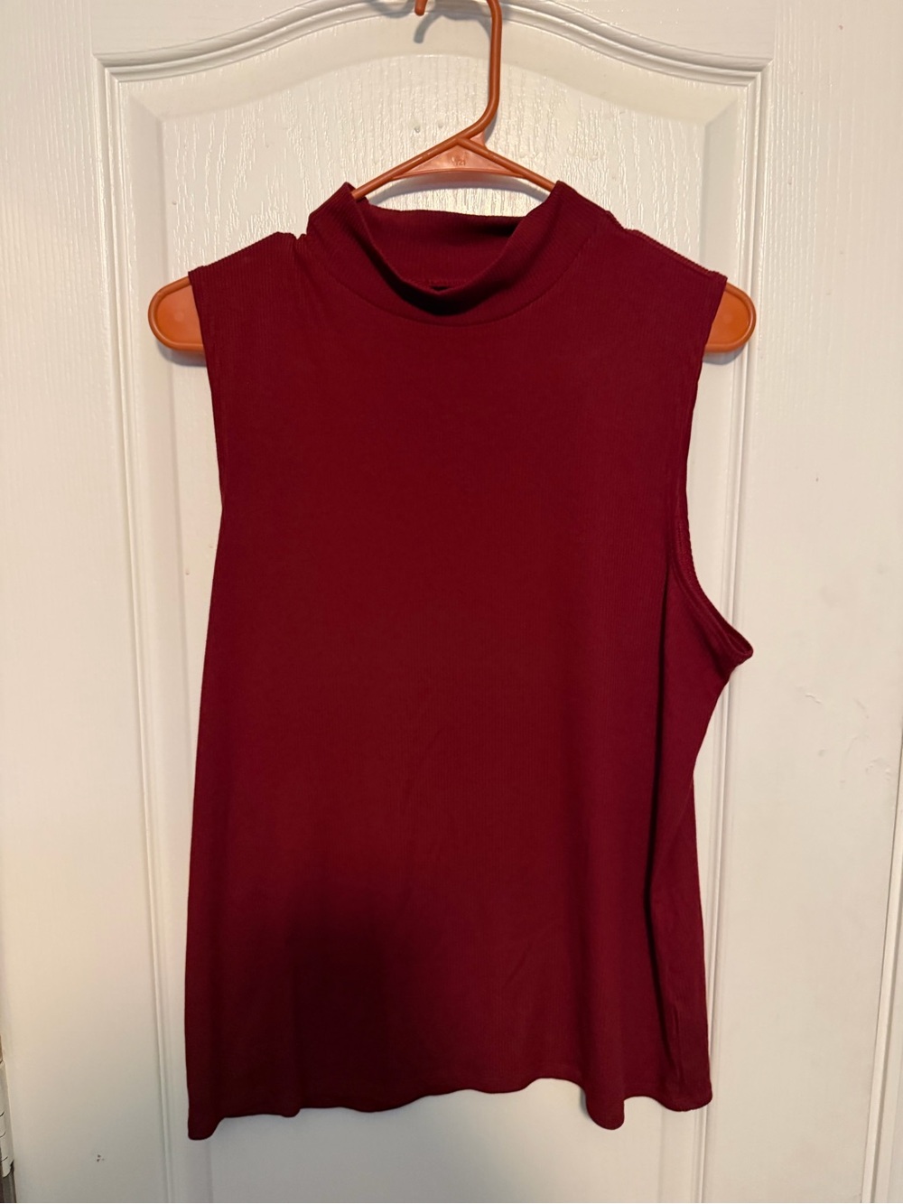 No Boundaries Sleeveless Mock Neck Tank Top in Burgundy